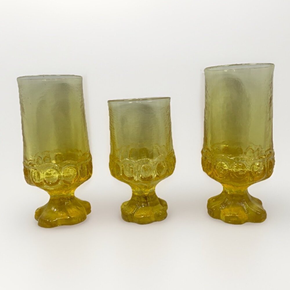 Vintage Tiffin Franciscan Madeira Cornsilk Yellow Glass Lot of 3